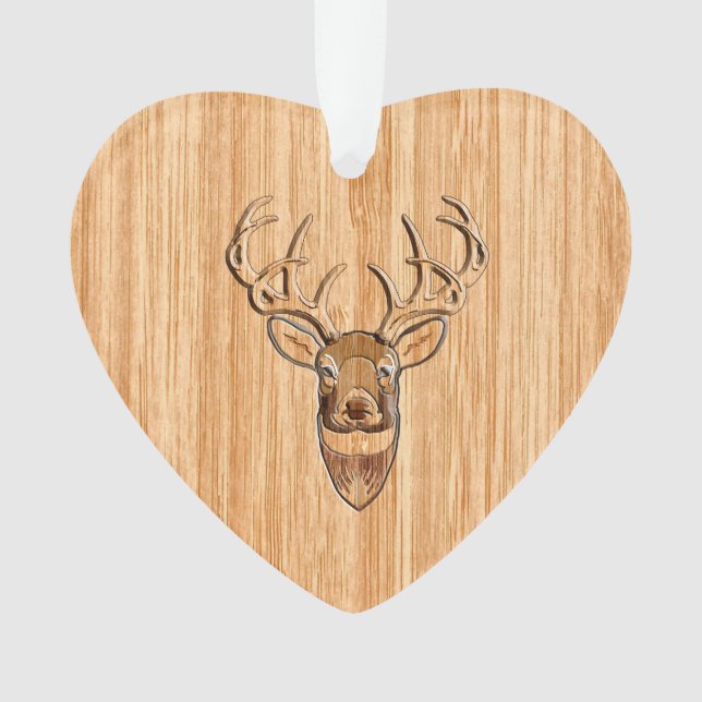 Stilvoll weißer Schwanz Hirschbügel Kopf Leichthol Ornament (Vorderseite)