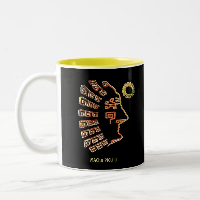 Stilvoll Zeichnend Machu Picchu Artistic auf Black Zweifarbige Tasse (Links)