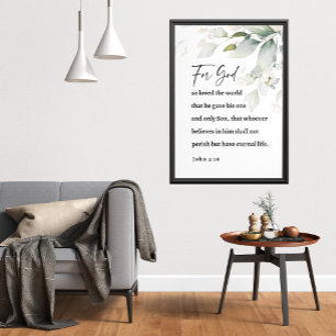 Stilvoll & zeitlos John 3:16 Scripture Wall Art Poster