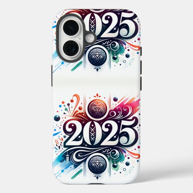 Stilvolle '2025' Typografie in künstlerischer Kall Case-Mate iPhone Hülle (Rückseite)