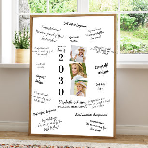 Stilvolle 3 Foto Collage Abschluss Guest Signature Poster