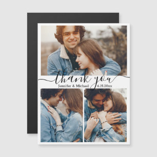 stilvolle 3 Fotos Collage Hochzeit danke Magnet