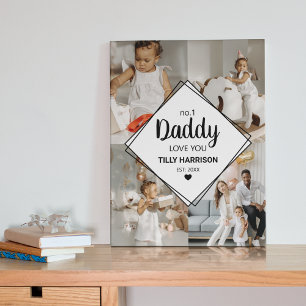Stilvolle 4 Foto Collage   No 1 Daddy Plaque Fotoplatte