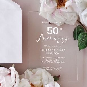 Stilvolle 50. Hochzeitstag-Feier  Acryleinladungen