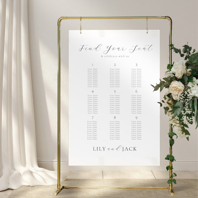 Stilvolle 9 Table Wedding Poster Seating Chart (Von Creator hochgeladen)
