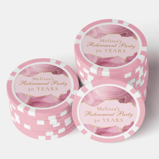 Stilvolle Abschiedsparty Rosa Gold Achat individue Pokerchips (Stapel)