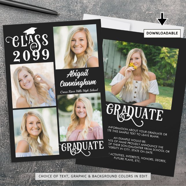 Stilvolle Abschluss 5 Fotos Klasse Jahr Ankündigung (Von Creator hochgeladen)