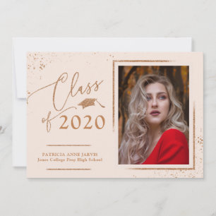 Stilvolle Abschlussankündigung Roségold Glitter-Fo Einladung