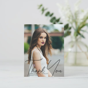 Stilvolle Abschlussfoto-Dankeschön-Script-Überlage Postkarte