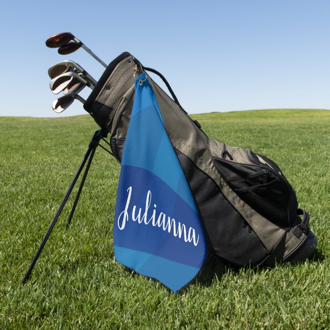 Stilvolle Abstrakte Formen in Blue Personalisiert  Golfhandtuch (Gras)