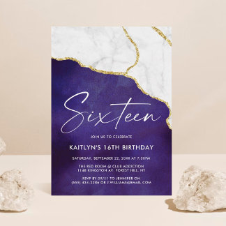 Stilvolle Agate & Marble 16. Geburtstag Einladung