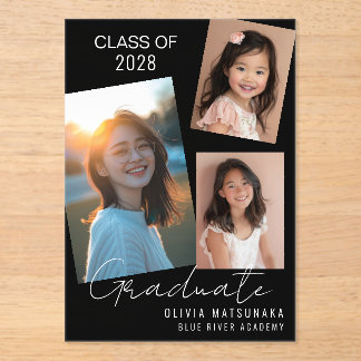 Stilvolle Akryllische Abschluss-Ankündigung (Blk) Acryleinladungen