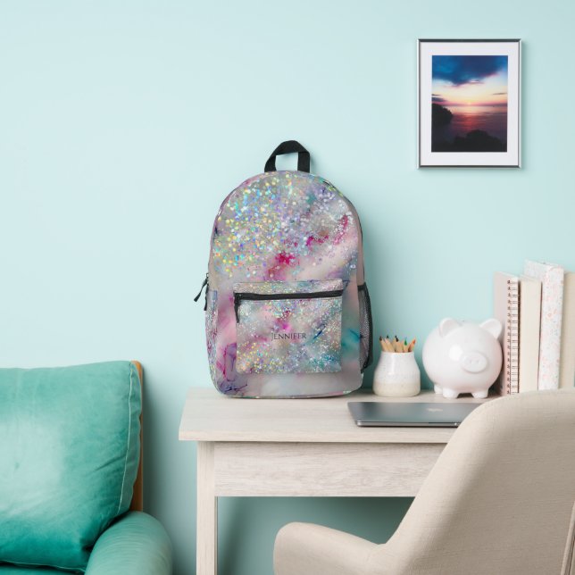 Stilvolle Alcohol Ink Holographic Glitzer Girly Bedruckter Rucksack (InSitu)
