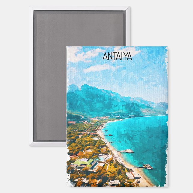 Stilvolle Antalya Türkei Aquarellbilder Magnet (Vorderseite/Rückseite)