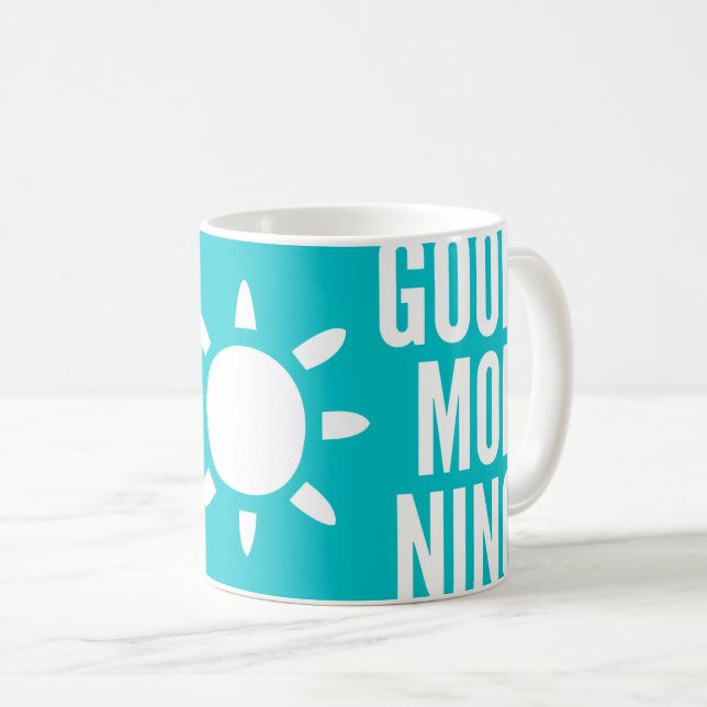 Stilvolle Aqua Blue Good Morning Sun Tee Tasse (VorderseiteRechts)