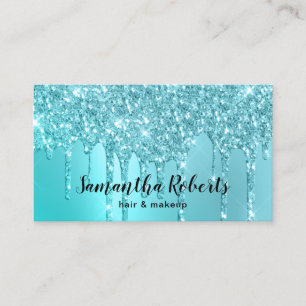 Stilvolle Aqua Blue Mint Glitzer Tropfen Haar & Ma Visitenkarte