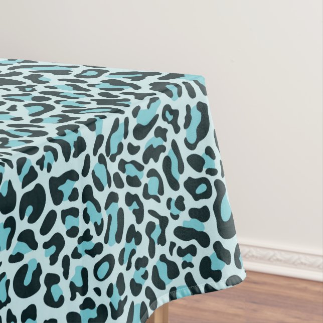 Stilvolle Aquamarine Blue Leopard Print Tischdecke (Beispiel)