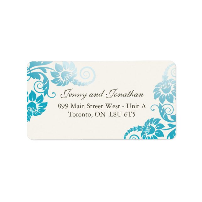 Stilvolle Aquamarine Floral Address Labels Adressaufkleber (Vorne)