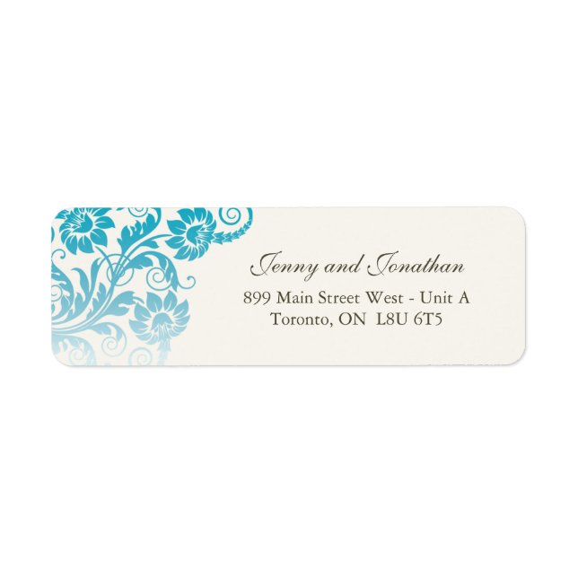 Stilvolle Aquamarine Floral UAWG Address Labels (Vorne)