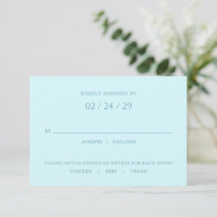 Stilvolle Aquamarine Hochzeit RSVP Karte