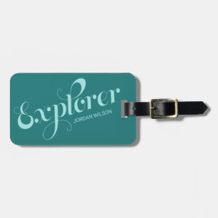 Stilvolle Aquamarine Script Typografy Explorer-Bag Gepäckanhänger