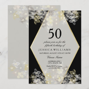 Stilvolle Aquarellblume 50. Geburtstag Einladung