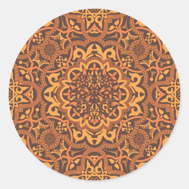 Stilvolle arabische Verzierung Runder Aufkleber (Vorderseite)