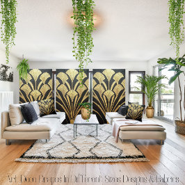 Stilvolle Art Deco Ägyptische Black and Gold Fan