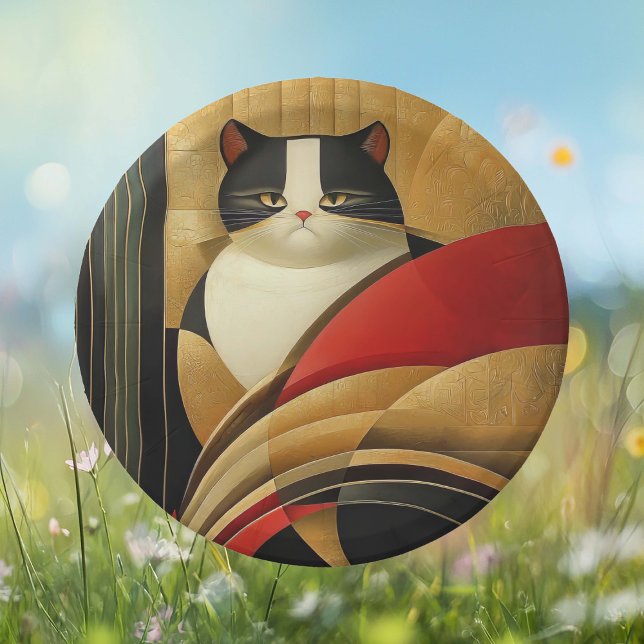 Stilvolle Art Deco Cat Pappteller (Von Creator hochgeladen)