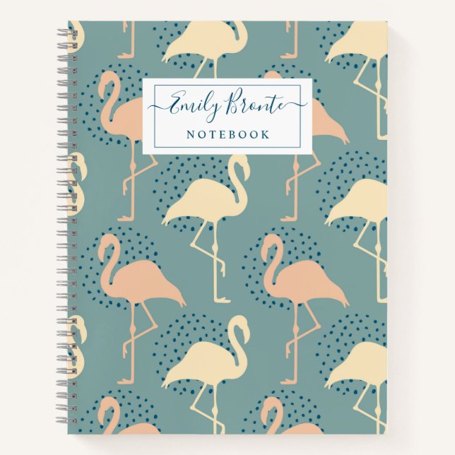 Stilvolle Art Deco Flamingo Muster Notizbuch (Vorderseite)
