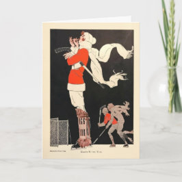 Stilvolle Art Deco Hockey Holiday Card Karte
