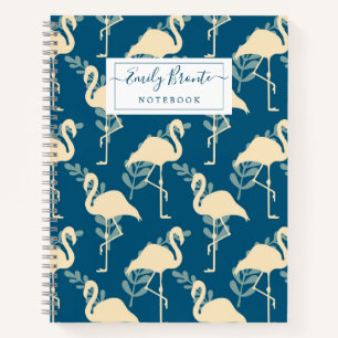 Stilvolle Art Deco inspiriert blaues Flamingo Must Notizbuch