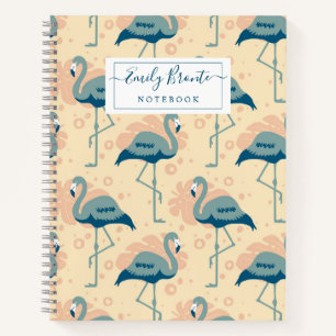 Stilvolle Art Deco inspirierte Flamingo Muster Notizbuch
