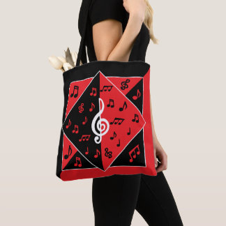 Stilvolle Art Deco Musiknoten Rot Schwarz-weiß