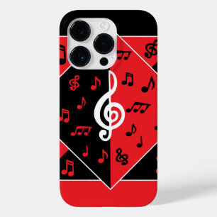 Stilvolle Art Deco Musiknoten Rot Schwarz-weiß Case-Mate iPhone 14 Pro Hülle