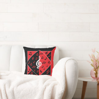 Stilvolle Art Deco Musiknoten Rot Schwarz-weiß Kissen