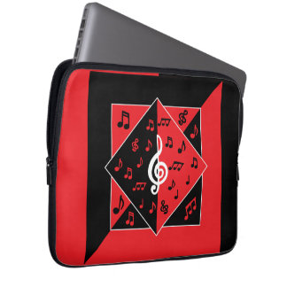 Stilvolle Art Deco Musiknoten Rot Schwarz-weiß Laptopschutzhülle