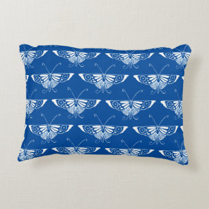 Stilvolle Art-Deco-Schmetterlinge, Kobalt blau und Zierkissen