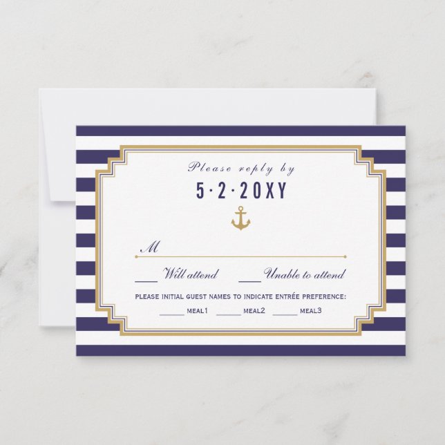 Stilvolle Auswahl an Nautical Wedding RSVP Card Ma (Vorderseite)