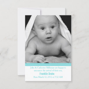 Stilvolle Baby Boys Birth Announcement Foto Card Ankündigung