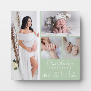 Stilvolle Baby-Foto-Familie Keepake Light Green Fotoplatte