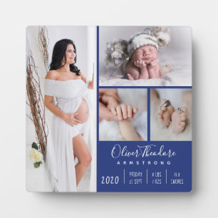 Stilvolle Baby Foto Family Keepake Blue Fotoplatte