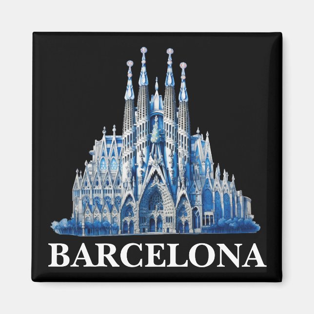 Stilvolle Barcelona Spanien Kathedrale Vintag Magnet (Vorne)