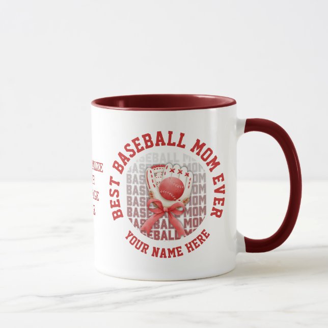 Stilvolle BASEBALL MAMA Individuelle Name Mutterta Tasse (Rechts)