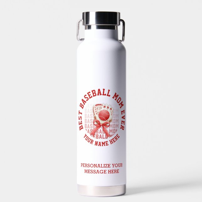 Stilvolle BASEBALL MAMA Individuelle Name Mutterta Trinkflasche (Vorne)