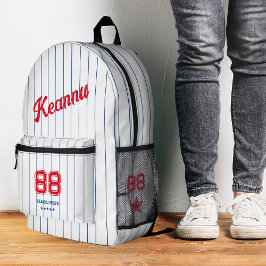 Stilvolle Baseball Sporty Red White Stripes Bedruckter Rucksack