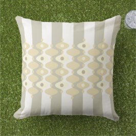 Stilvolle Beige Gray Perlen und Streifen Muster Kissen