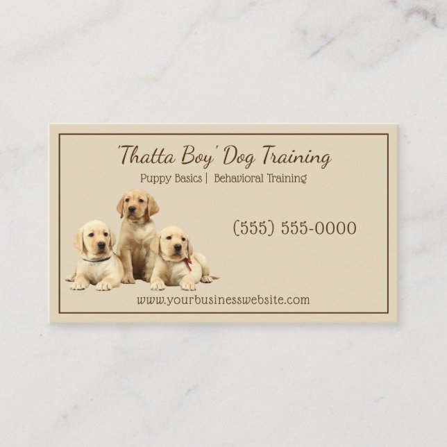 Stilvolle Beige Labrador Canine Dog Training Pet Visitenkarte (Vorderseite)