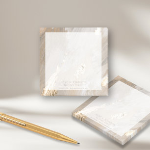 Stilvolle Beige Watercolor Goldene Foil Name Notar Post-it Klebezettel