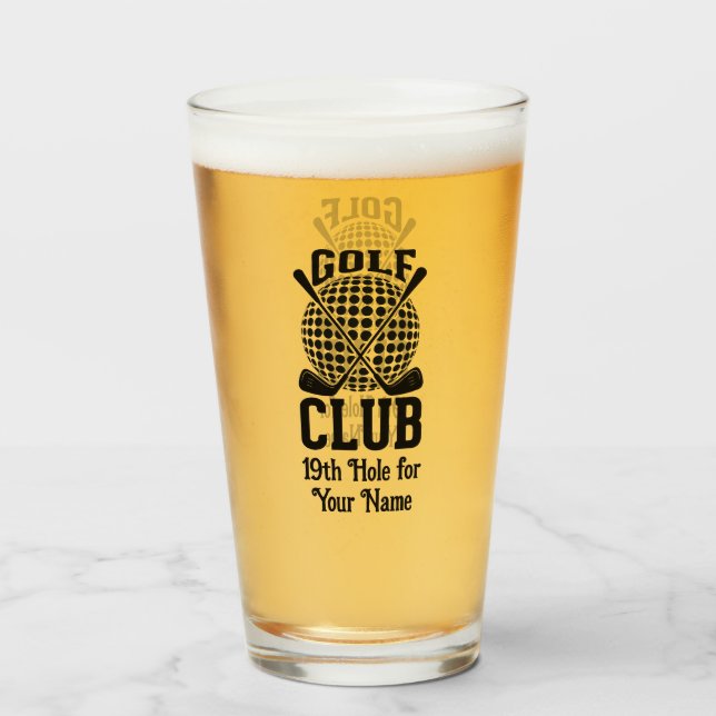 Stilvolle Benannte Club Logo Pattern Golf Bar Glas (Vorne (Gefüllt))